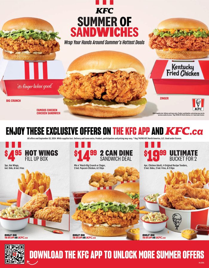 KFC catalogue in Bowmanville | SUMMER OF SANDWICHES | 2024-08-06 - 2024-09-22