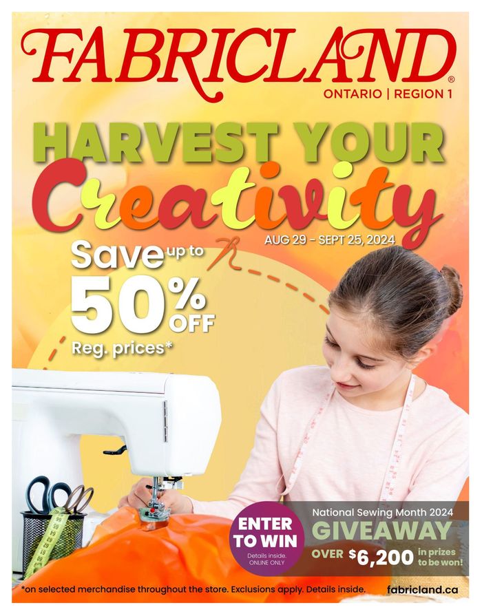 Fabricland catalogue in St. Catharines | Flyer | 2024-08-29 - 2024-09-25