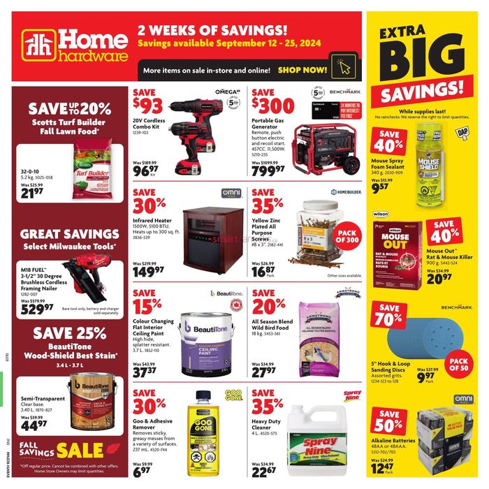 Home Hardware catalogue in Belleville | Top offers for all bargain hunters | 2024-09-12 - 2024-09-25