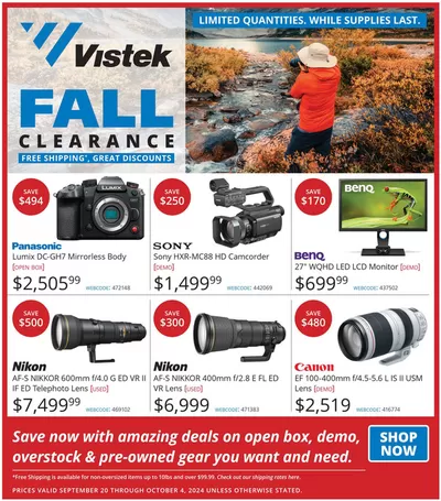 Vistek catalogue in Ottawa | Fall Clearance | 2024-09-23 - 2024-10-04