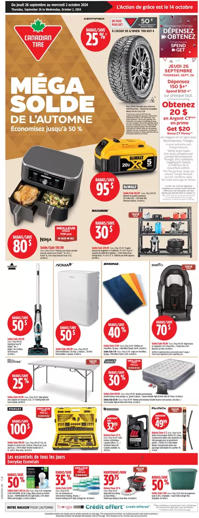 Canadian Tire catalogue in Quebec | Discounts and promotions | 2024-09-26 - 2024-10-02