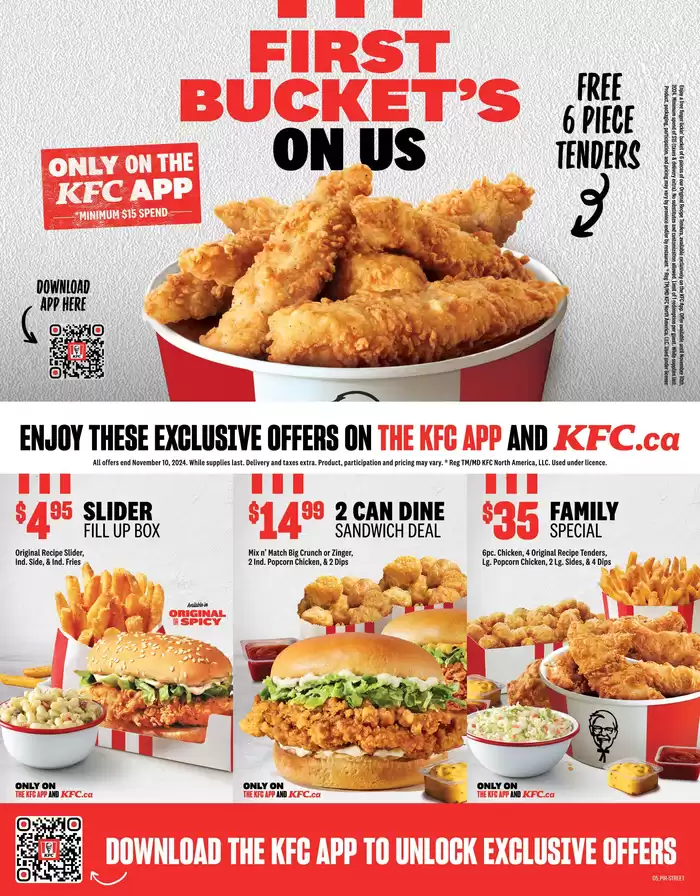 KFC catalogue in Calgary | First Bucket's On Us | 2024-09-24 - 2024-11-10