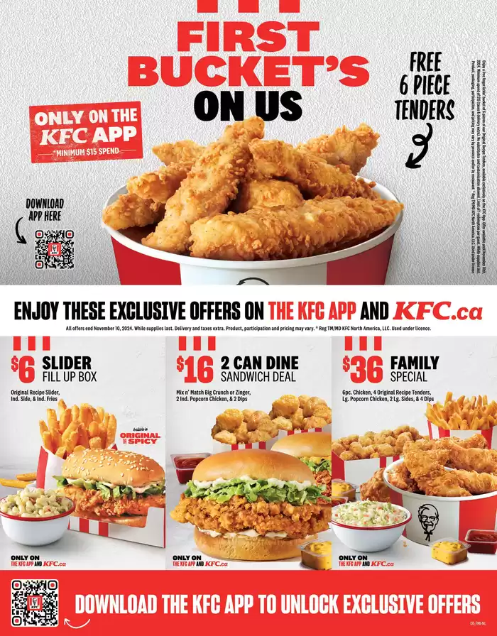 KFC catalogue in Corner Brook | First Bucket's On Us | 2024-09-24 - 2024-11-10