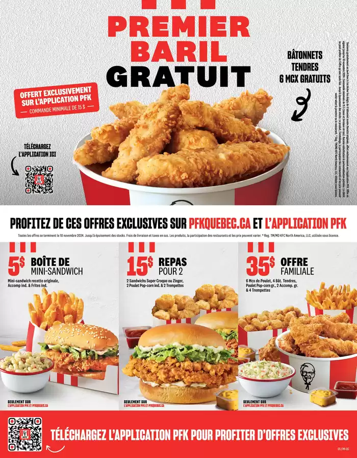 KFC catalogue in Montreal | First Bucket's On Us | 2024-09-24 - 2024-11-10