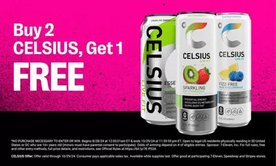 Grocery offers in Castlegar | Buy 2 CELSIUS, Get 1 FREE in 7 Eleven | 2024-09-24 - 2024-10-29