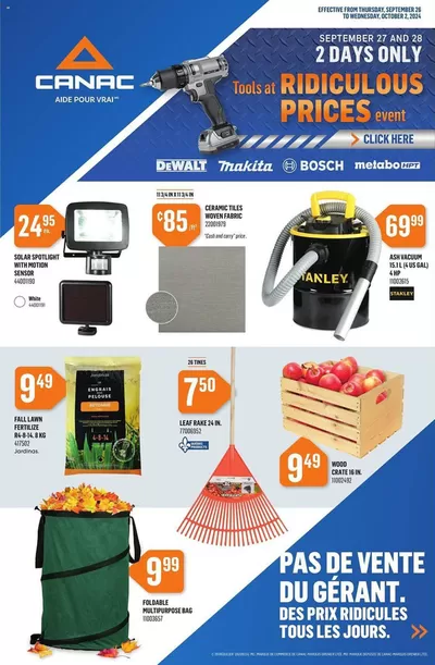 Canac catalogue in Quebec | Canac weekly flyer | 2024-09-26 - 2024-10-02