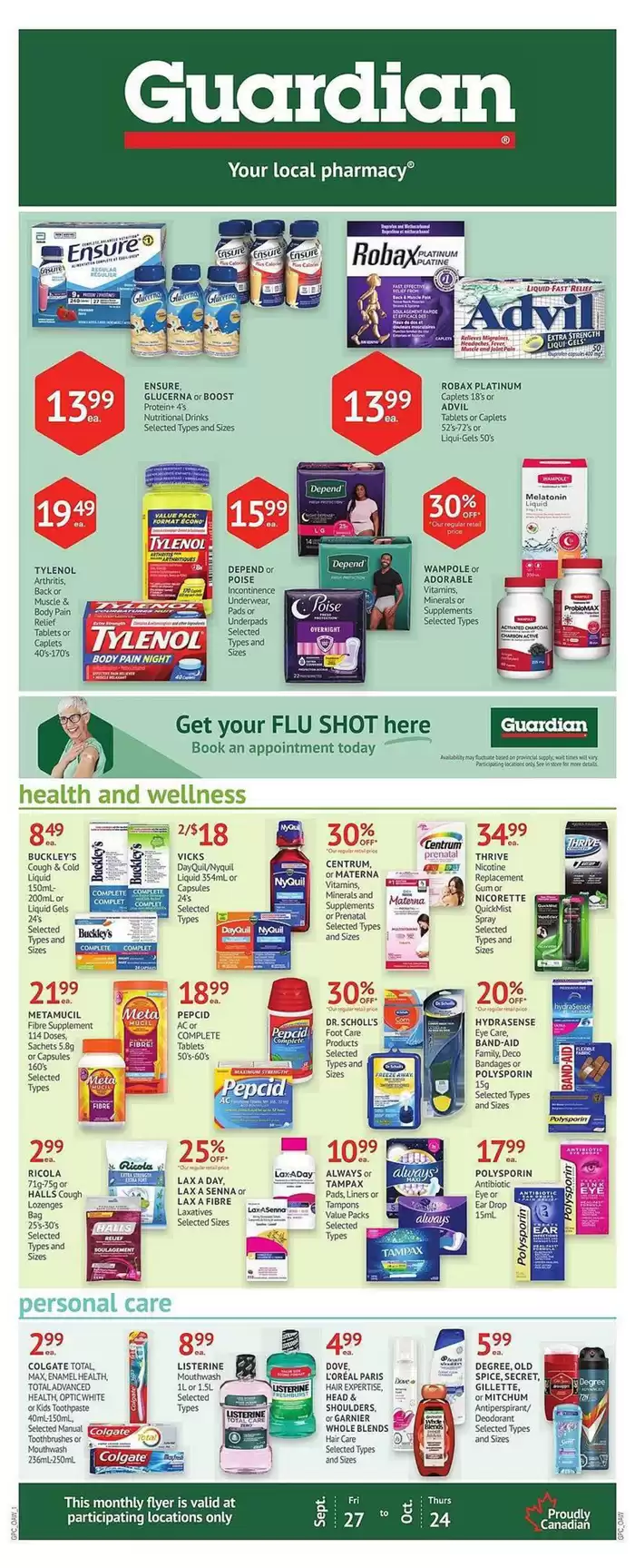 Guardian Pharmacy catalogue in Toronto | Guardian Pharmacy weekly flyer | 2024-09-26 - 2024-09-29