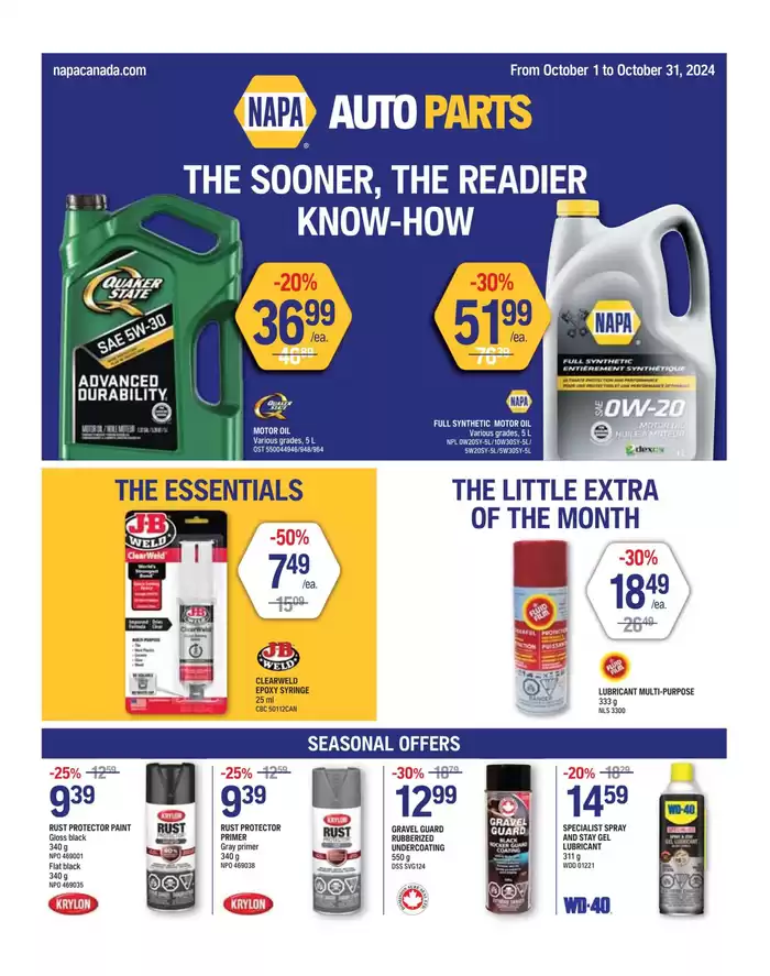 NAPA Auto Parts catalogue in Montreal | Flyer | 2024-10-01 - 2024-10-31