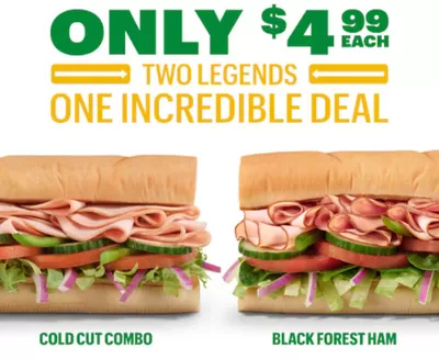 Restaurants offers in Winnipeg | Two legends, one incredible deal in Subway | 2024-10-17 - 2024-10-31