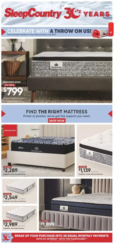 Home & Furniture offers in Hamilton | Current deals and offers in Sleep Country | 2024-10-21 - 2024-10-29