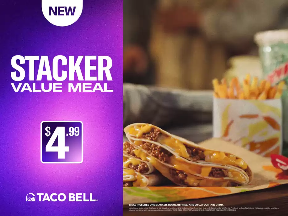 Taco Bell catalogue in Vaughan | Stacker Value Meal For $4.99 | 2024-10-24 - 2024-11-07