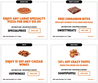 Restaurants offers in Keswick | Current deals and offers in Little Caesars | 2024-11-05 - 2024-12-02