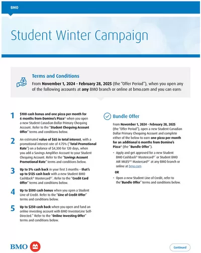 Banks offers in Saint Albert | Student Winter Campaign in Bank of Montreal | 2024-11-06 - 2025-02-28