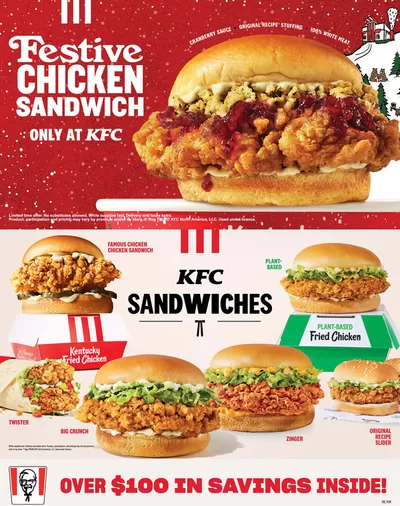 Restaurants offers in Yellowknife | Festive Chicken Sandwich in KFC | 2024-11-11 - 2025-01-05