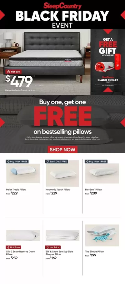 Home & Furniture offers in Bowmanville | Black Friday Event in Sleep Country | 2024-11-14 - 2024-11-20