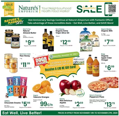 Grocery offers in Vaughan | Natur'e Madnesss Sale in Nature's Emporium | 2024-11-15 - 2024-11-27