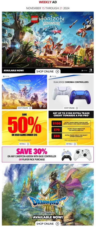 Electronics offers in London | Game Stop Weekly ad in Game Stop | 2024-11-15 - 2024-11-21