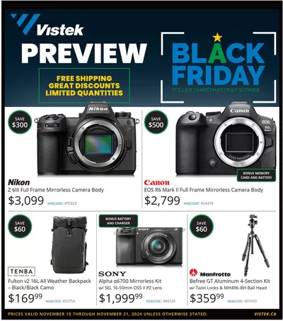 Electronics offers in Ottawa | Pre Black Friday Sale in Vistek | 2024-11-19 - 2024-11-21