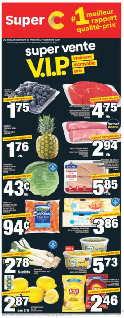 Grocery offers in Saint-Jean-sur-Richelieu | Great offer for all customers in Super C | 2024-11-21 - 2024-11-27