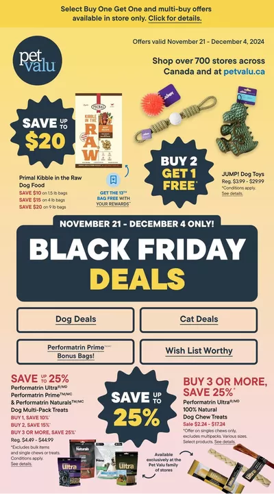 Grocery offers in Burlington | Black Friday Deals in Petvalu | 2024-11-21 - 2024-12-04