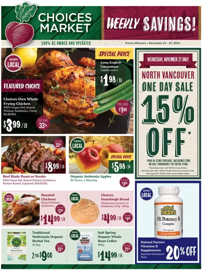 Grocery offers in Kelowna | Choices Market weekly flyer in Choices Market | 2024-11-21 - 2024-12-05