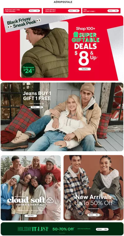 Clothing, Shoes & Accessories offers in Guelph | Black Friday Sneak Peek in Aeropostale | 2024-11-22 - 2024-11-24