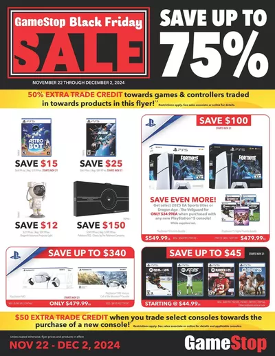 Electronics offers in Saint-Jean-sur-Richelieu | Game Stop Weekly ad in Game Stop | 2024-11-23 - 2024-12-07