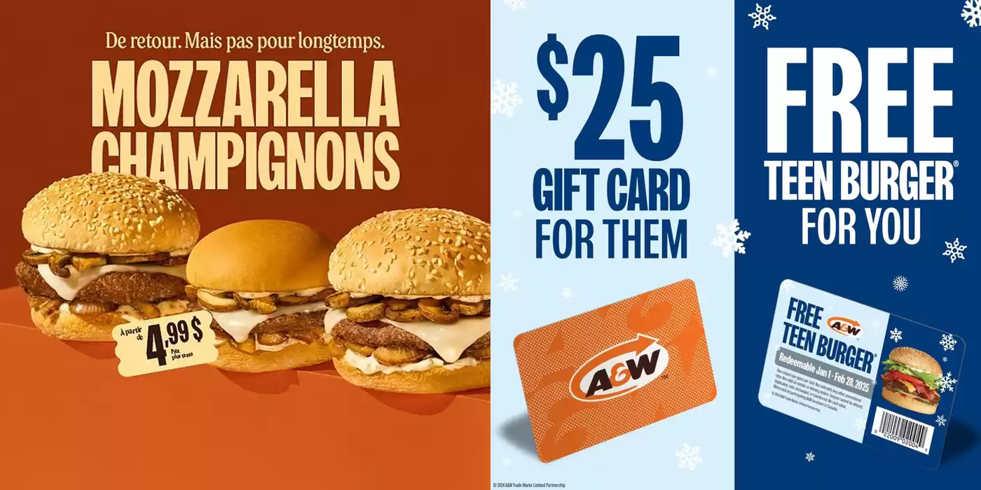 A&W catalogue in Montréal-Est | Current deals and offers | 2024-11-25 - 2024-12-09