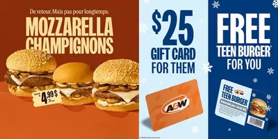 Restaurants offers in Saint-Philippe QC | Current deals and offers in A&W | 2024-11-25 - 2024-12-09