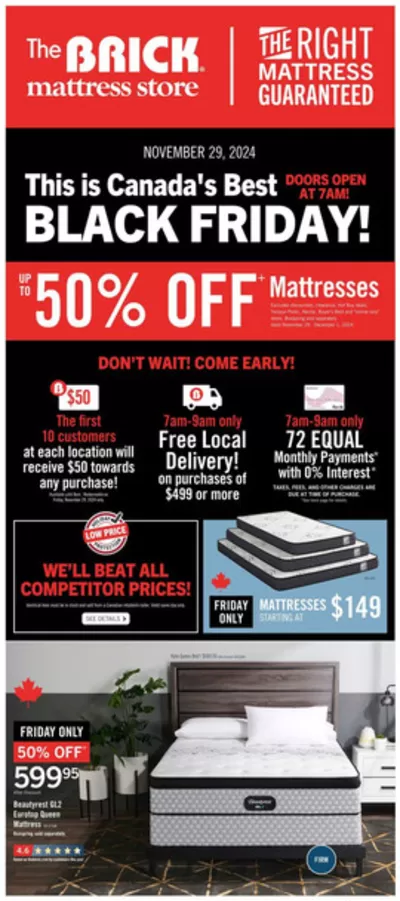 Home & Furniture offers in Fort McMurray | Brick Mattress Store in The Brick | 2024-11-29 - 2024-12-01