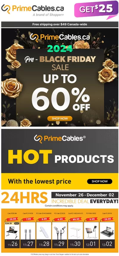 Electronics offers in Kitchener | Black Friday Up To 60% Off in Primecables | 2024-11-27 - 2024-12-03