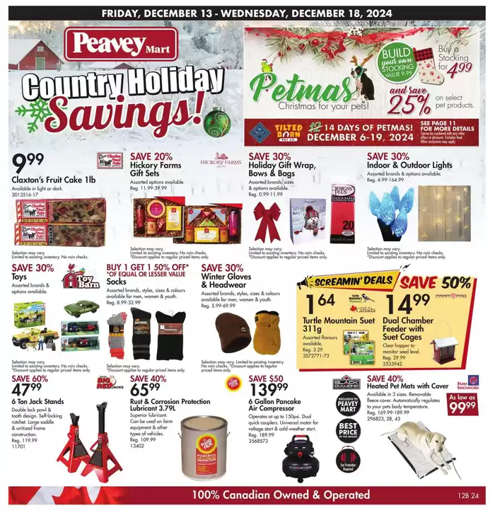 Peavey Mart catalogue in Whitchurch-Stouffville | Country Holiday Savings | 2024-12-13 - 2024-12-18