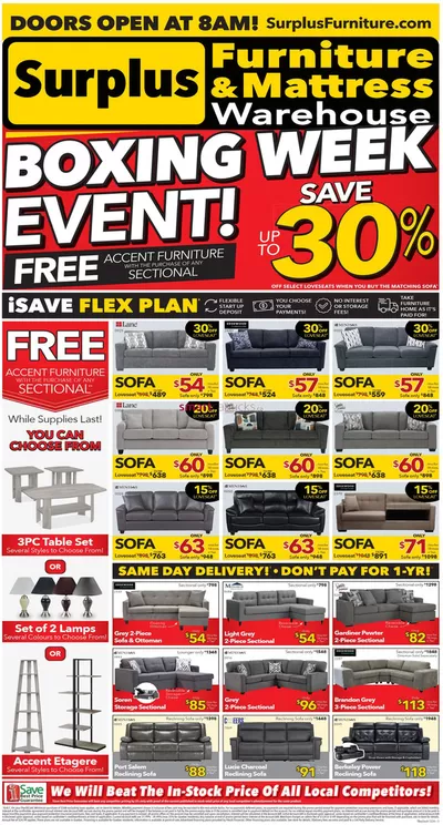 Home & Furniture offers in Thunder Bay | Boxing Week Event in Surplus Furniture | 2024-12-16 - 2024-12-29