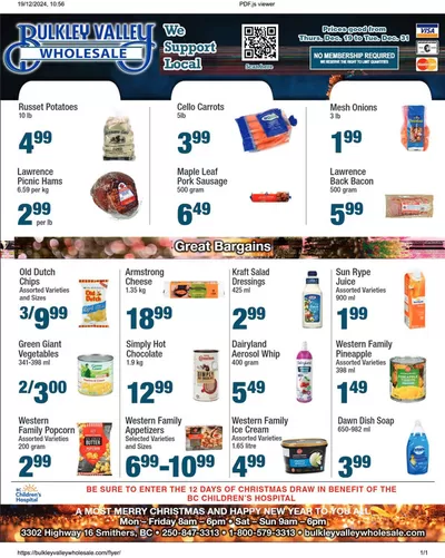 Grocery offers in Smithers | Current deals and offers in Bulkley Valley Wholesale | 2024-12-19 - 2024-12-31