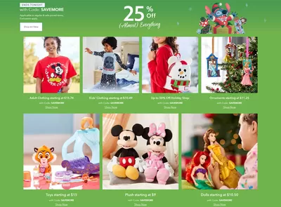 Kids, Toys & Babies offers in Vancouver | 25% Off Almost Everything in Disney Store | 2024-12-23 - 2024-12-23