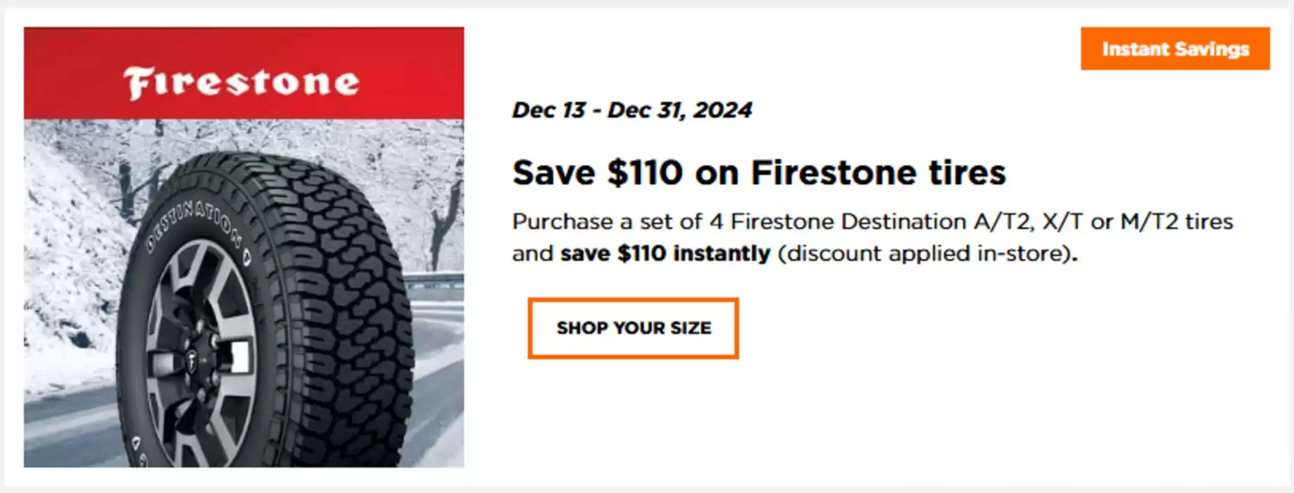 Kal Tire catalogue in Sedgewick | Save $110 on Firestone tires | 2024-12-23 - 2024-12-31