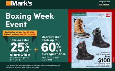 Clothing, Shoes & Accessories offers in Leduc | Boxing Week Event in Mark's | 2024-12-24 - 2025-01-01