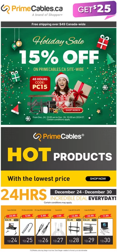 Electronics offers in Sudbury | Holiday Sale 15% Off in Primecables | 2024-12-26 - 2024-12-31