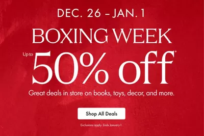 Electronics offers in Richmond | Boxing Week Up To 50% Off in Chapters Indigo | 2024-12-27 - 2025-01-01