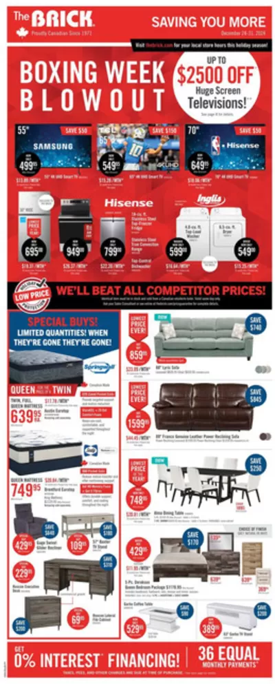 Home & Furniture offers in Mount Royal | Weekly Flyer in The Brick | 2024-12-24 - 2024-12-31