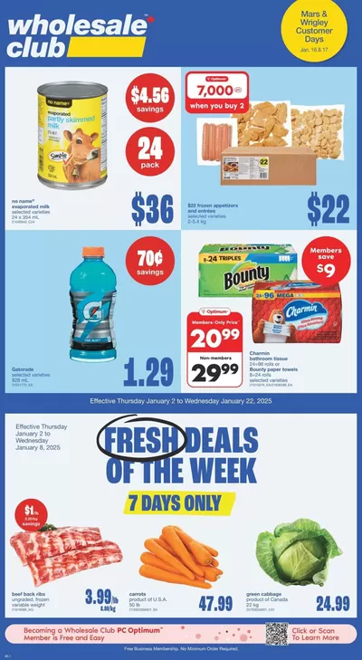 Grocery offers in Kawartha Lakes | Wholesale Club Weekly ad in Wholesale Club | 2025-01-02 - 2025-01-22