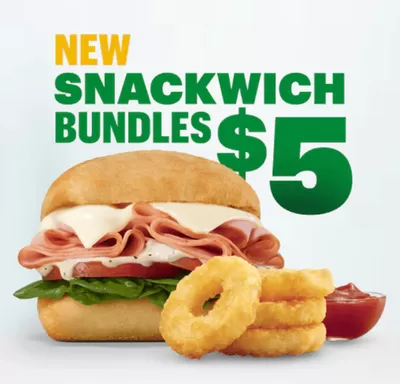 Restaurants offers in Chapleau | New Snackwich Bundles $5 in Subway | 2025-01-09 - 2025-01-23