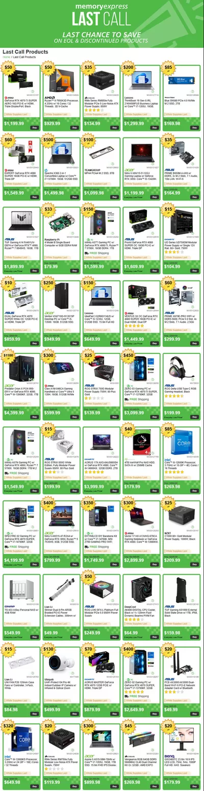 Electronics offers in Leduc | Last Chance To Save in Memory Express | 2025-01-10 - 2025-01-24