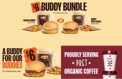 Restaurants offers in Les Îles-de-la-Madeleine | $6 Buddy Bundle in A&W | 2025-01-10 - 2025-01-24