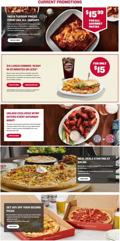 Restaurants offers in Sydney | CURRENT PROMOTIONS in Boston Pizza | 2025-01-10 - 2025-01-24