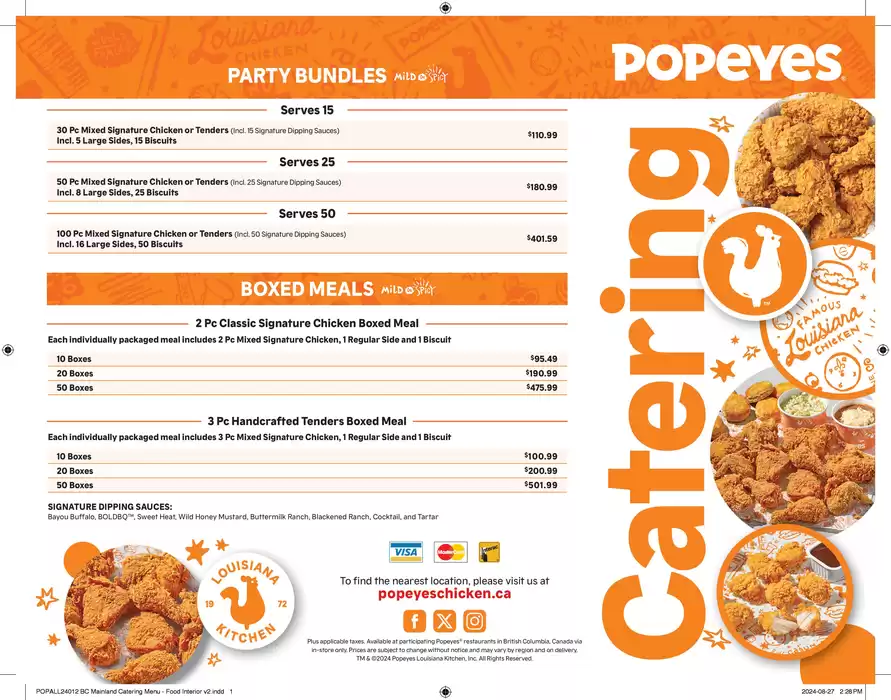 Popeyes catalogue in Coquitlam | Popeyes Menu | 2025-01-15 - 2025-02-15