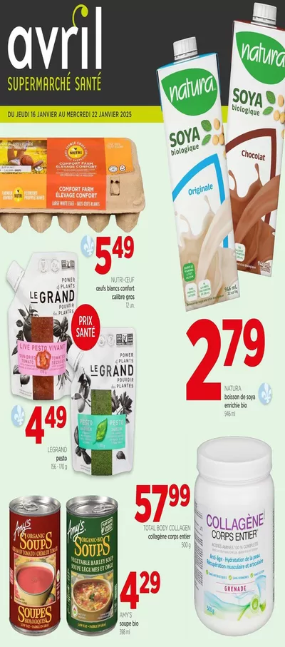 Grocery offers in Saint-Augustin-de-Desmaures | Avril Supermarche Sante in Avril | 2025-01-16 - 2025-01-22