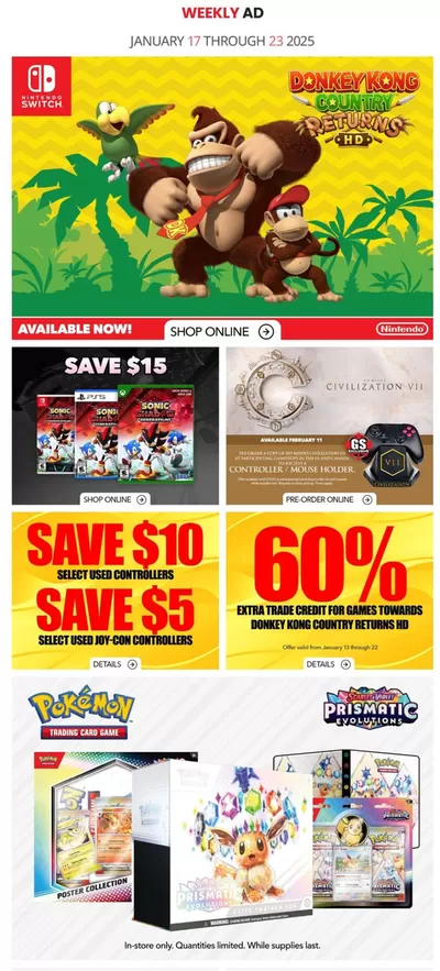 Electronics offers in Brockville | Game Stop Weekly ad in Game Stop | 2025-01-17 - 2025-01-23