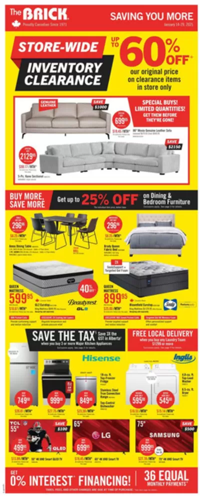 Home & Furniture offers in Markham | Weekly Flyer in The Brick | 2025-01-14 - 2025-01-29