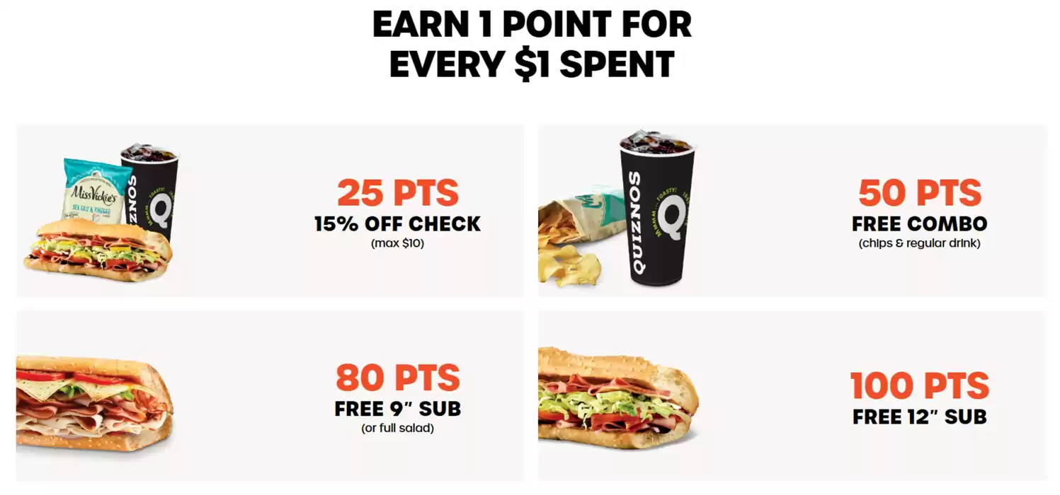 Quiznos catalogue in High Level | Earn 1 point for every $1 spent | 2025-01-31 - 2025-02-14